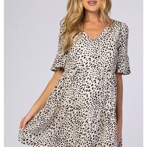 Pinkblush Black and White Spotted Mini Dress- Maternity